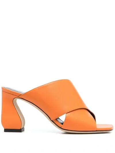 Si Rossi 80mm Leather Mules In Orange