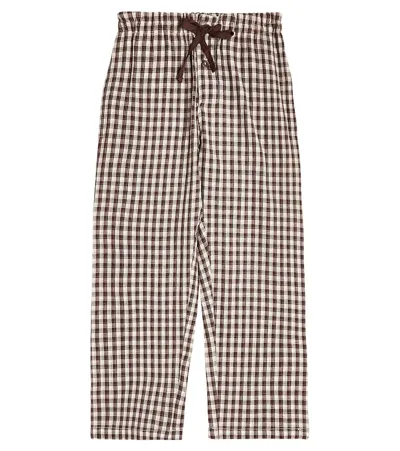 Caramel Ficus Cotton Pants In S23cc Check Chocolat