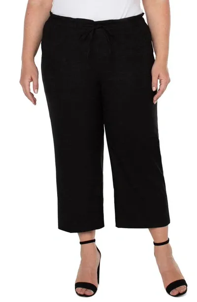 Liverpool Los Angeles Tie Waist Wide Leg Ankle Pants In Black