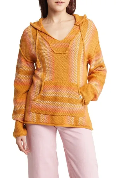 Rip Curl Day Break Stripe Hooded Poncho In Gold