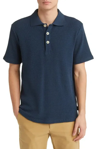 Oliver Spencer Tabley Organic Cotton Blend Waffle Knit Polo In Navy