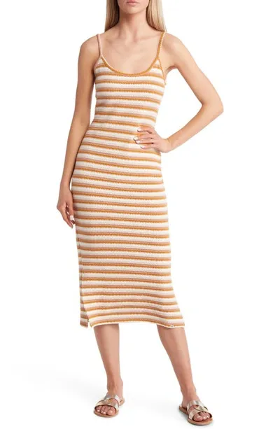 Rip Curl Bobbi Stripe Midi Dress In Blush