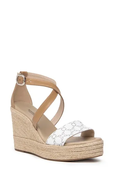 Nerogiardini Logo Espadrille Wedge Sandal In White