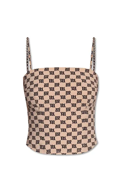 Misbhv Monogram Spaghetti Top In Beige