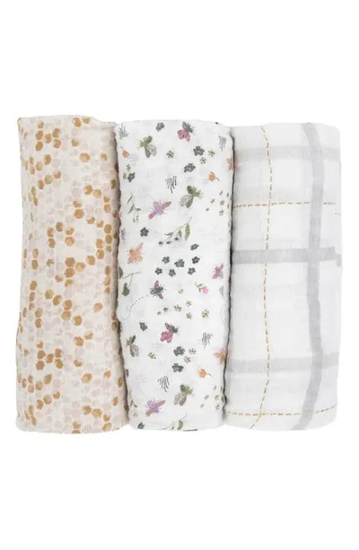 Little Unicorn 3-pack Muslin Swaddle Blanket In Garden Bees