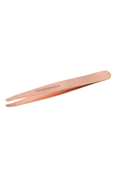 Tweezerman Stainless Steel Slant Tweezer Rose Gold 8.97 oz In Pink