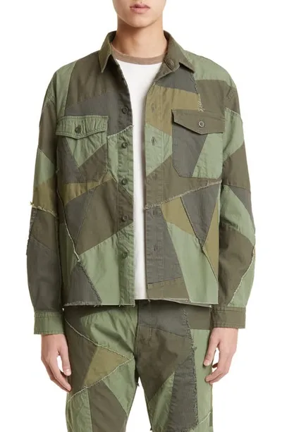 John Elliott Patchwork Military Shirt In Green