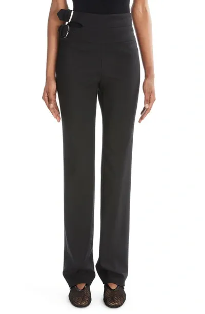 Alaïa Belted Straight Wool Pants In Black