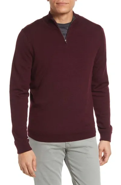 Nordstrom Washable Merino Quarter Zip Sweater In Burgundy Royale