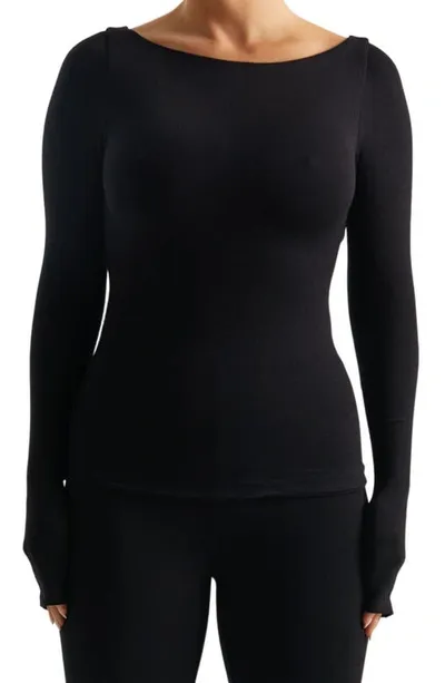 Naked Wardrobe Rock The Boat Neck Top In Black