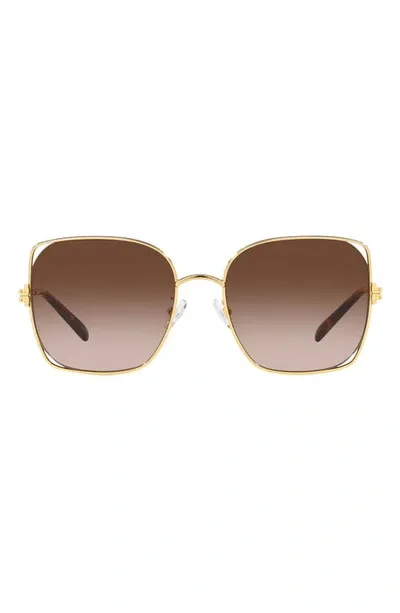 Tory Burch 55mm Square Sunglasses In Gold/brown Polarized Gradient