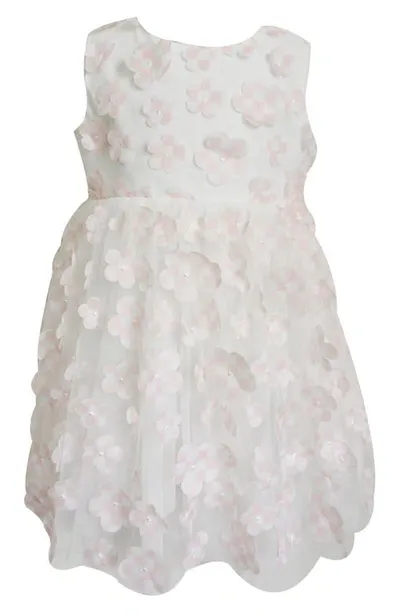 Popatu Kids' 3d Floral Appliqué Tulle Dress In White