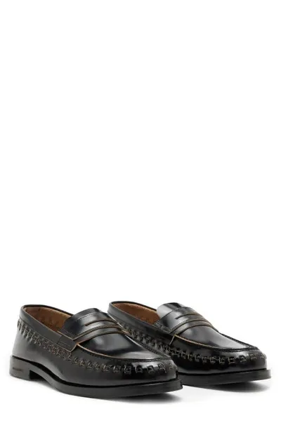 Allsaints Sammy High Shine Penny Loafer In Black