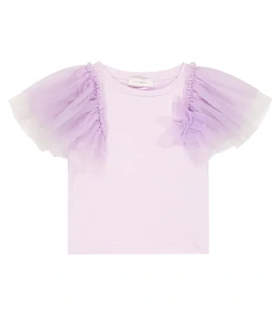 Monnalisa Kids' Girls Purple Cotton & Tulle Top