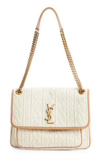 Saint Laurent Medium Niki Jacquard Shoulder Bag In Soy Milk