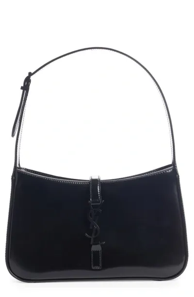 Saint Laurent Le 5 A 7 Patent Leather Hobo Shoulder Bag In Nero