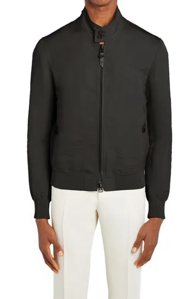 Tom Ford Harrington Poplin Blouson Jacket In Black