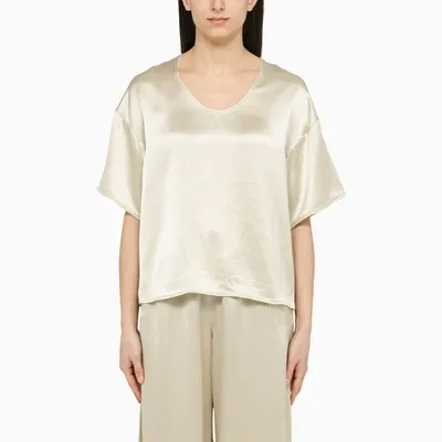 By Malene Birger Satin-finish Short-sleeved Blouse In White