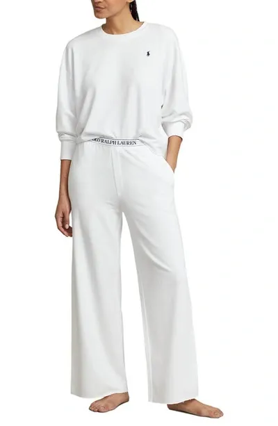 Polo Ralph Lauren French Club Terry 2-piece Pajama Set In White Cloud