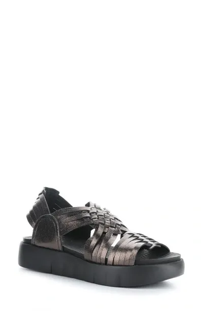 Bos. & Co. Rizer Strappy Platform Sandal In Gun Metal Prisma