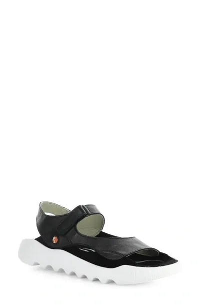 Softinos By Fly London Weal Sandal In Black Smooth Leather