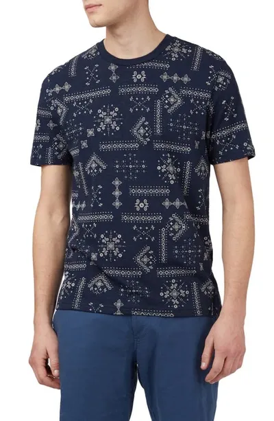 Ben Sherman Geo Bandana Print T-shirt In Dark Navy