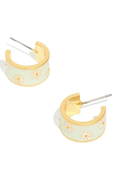 Madewell Daisy Enamel Huggie Hoop Earrings In Iced Mint