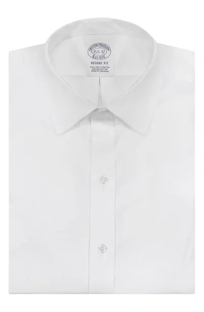 Brooks Brothers Non-iron Stretch Regent Fit Supima® Cotton Dress Shirt In Sld White