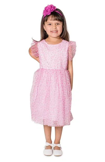 Popatu Kids' Flutter Sleeve Floral Dress In Multi