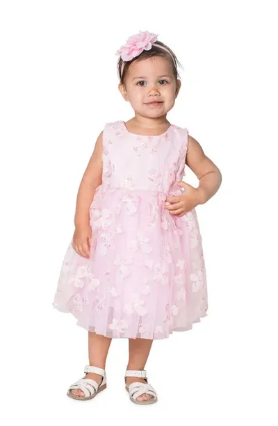 Popatu Kids' 3d Butterfly Appliqué Tulle Dress In Pink