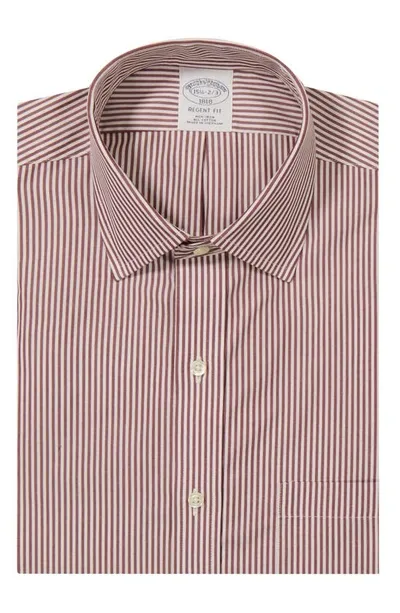 Brooks Brothers Candy Stripe Non-iron Regent Fit Dress Shirt In Stripe Burgundy