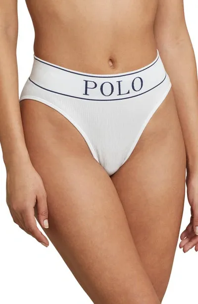 Polo Ralph Lauren High Waist Briefs In White Cloud