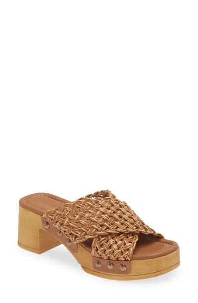 Chocolat Blu Dawn Platform Slide Sandal In Tan