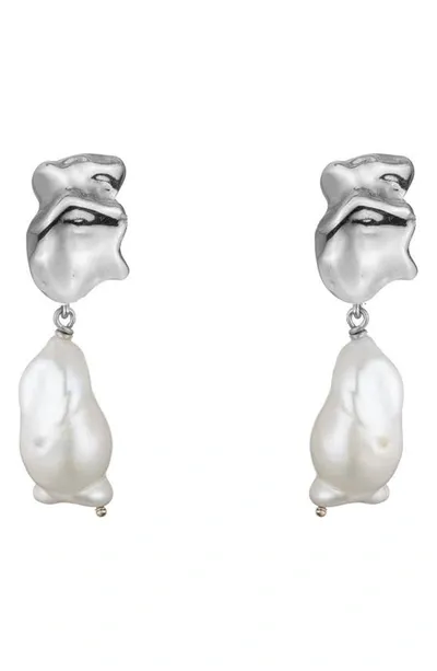 Sterling King Freshwater Pearl Drop Earrings In Sterling Silver