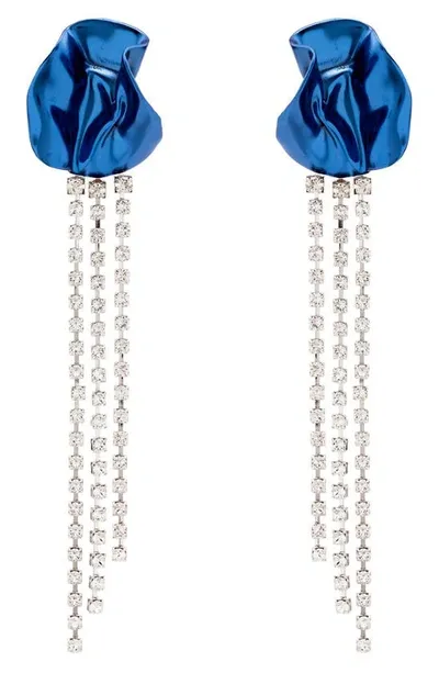 Sterling King Georgia Crystal Drop Earrings In Cobalt Blue