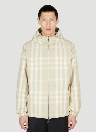 Burberry Reversible Stanford Check Padded Jacket In Beige