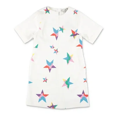 Stella Mccartney Kids'  Abito Bianco Stars In Denim Di Cotone Bambina