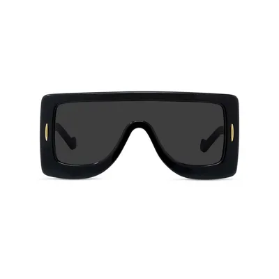 Loewe Chunky Anagram 122mm Square Sunglasses In Shiny Black