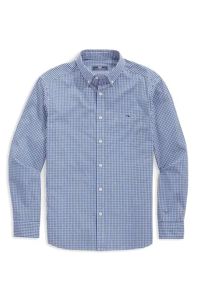 Vineyard Vines Gingham Regular Fit Shirt In Maritime