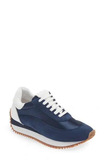 Chocolat Blu Monaco Sneaker In Navy Satin-suede