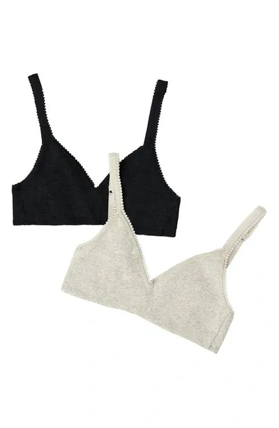 On Gossamer Women's Cotton Bralette, Pack Of 2 010404p2 In Black/gray