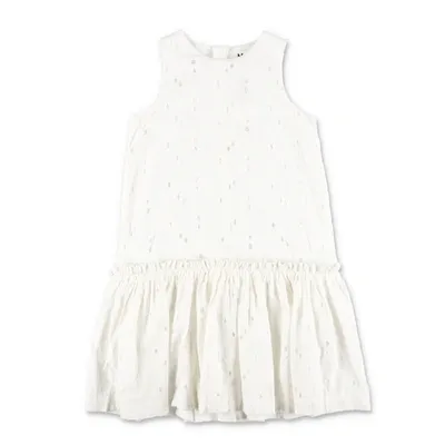 Molo Kids' Caylie White Cotton Girl  Dress In Bianco