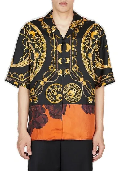 Marine Serre Regenerated Silk Jewellery-print Shirt In Black