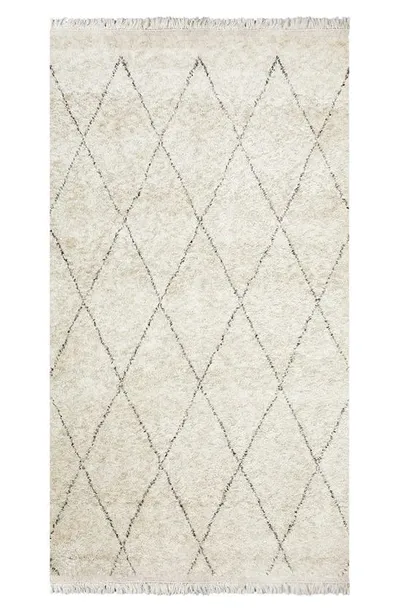 Solo Rugs Shaggy Moroccan Wool Blend Area Rug In Ivory