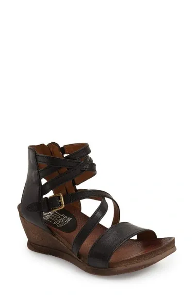 Miz Mooz Shay Strappy Wedge Sandal In Black