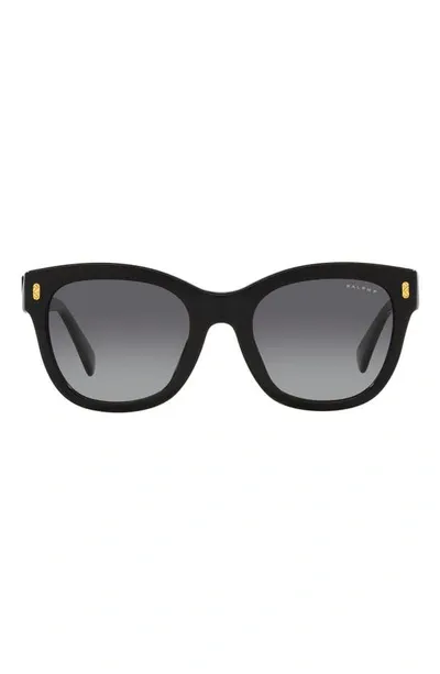 Ralph 52mm Gradient Polarized Oval Sunglasses In Shiny Black