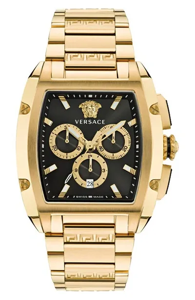 Versace Men's Swiss Chronograph Dominus Gold Ion Plated Bracelet Watch 42x50mm In Yellow Gold