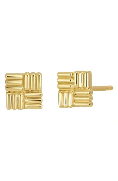 Bony Levy 14k Gold Textured Square Stud Earrings In 14k Yellow Gold