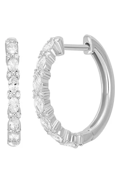 Bony Levy Getty Mixed Diamond Hoop Earrings In 18k White Gold