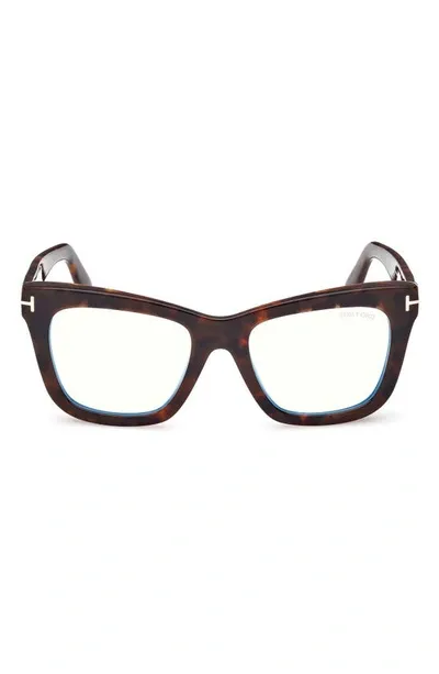 Tom Ford 52mm Square Blue Light Blocking Glasses In Dark Havana